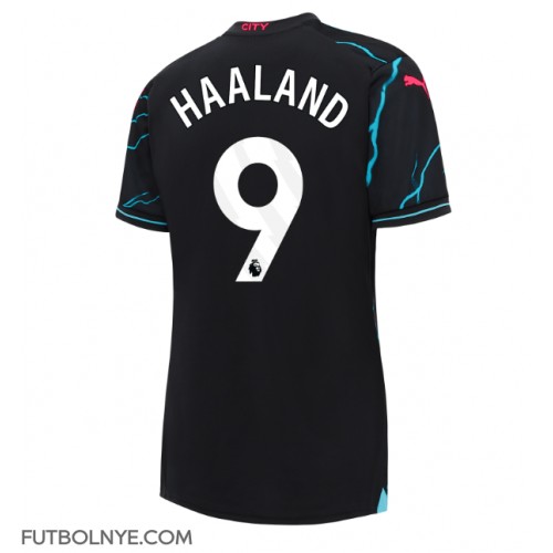 Camiseta Manchester City Erling Haaland #9 Tercera Equipación para mujer 2023-24 manga corta